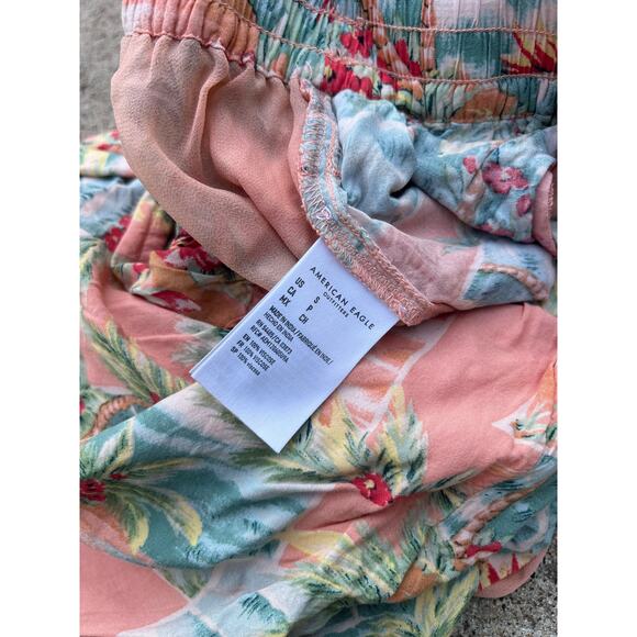 American Eagle Hawaiian Pattern Elastic Waist Lined Printed Shorts Size Small - Picture 5 of 6